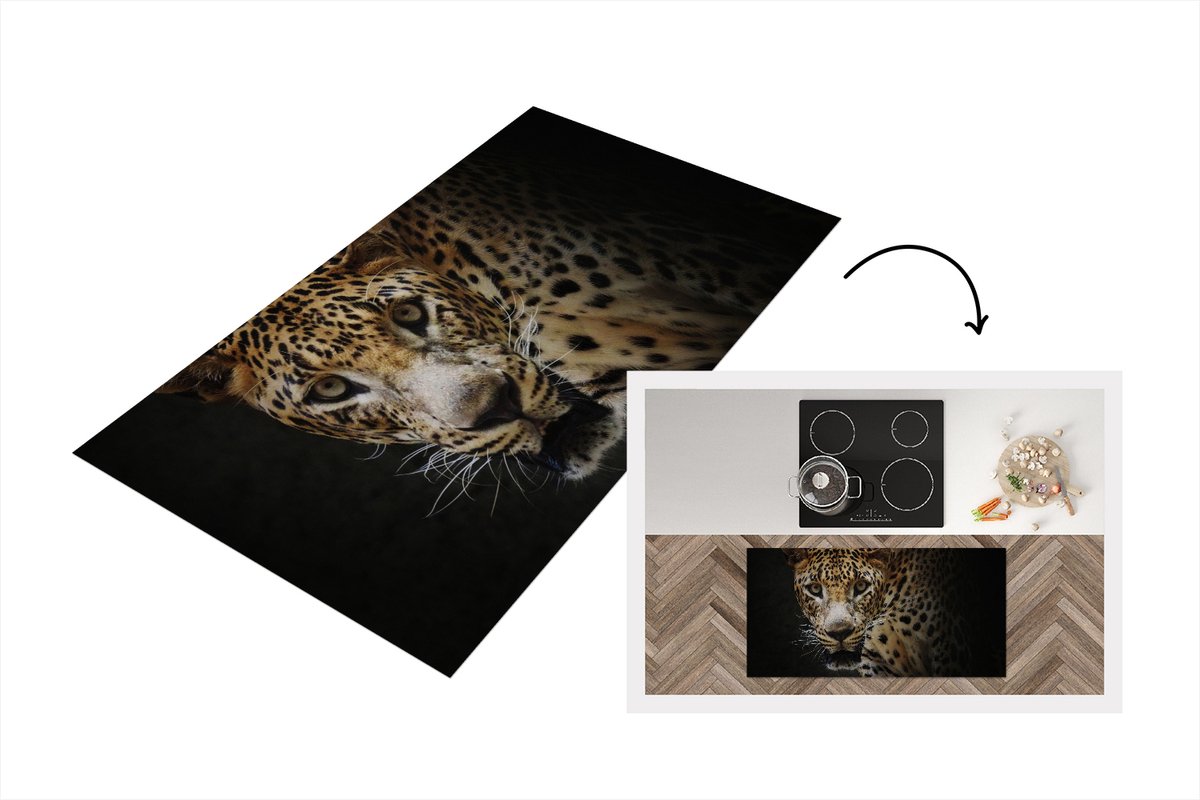 KitchenYeah Keukenloper - Loper keuken - Luipaard - Wilde dieren - Licht - 120x60 cm - Keukenloper vinyl Multicolor