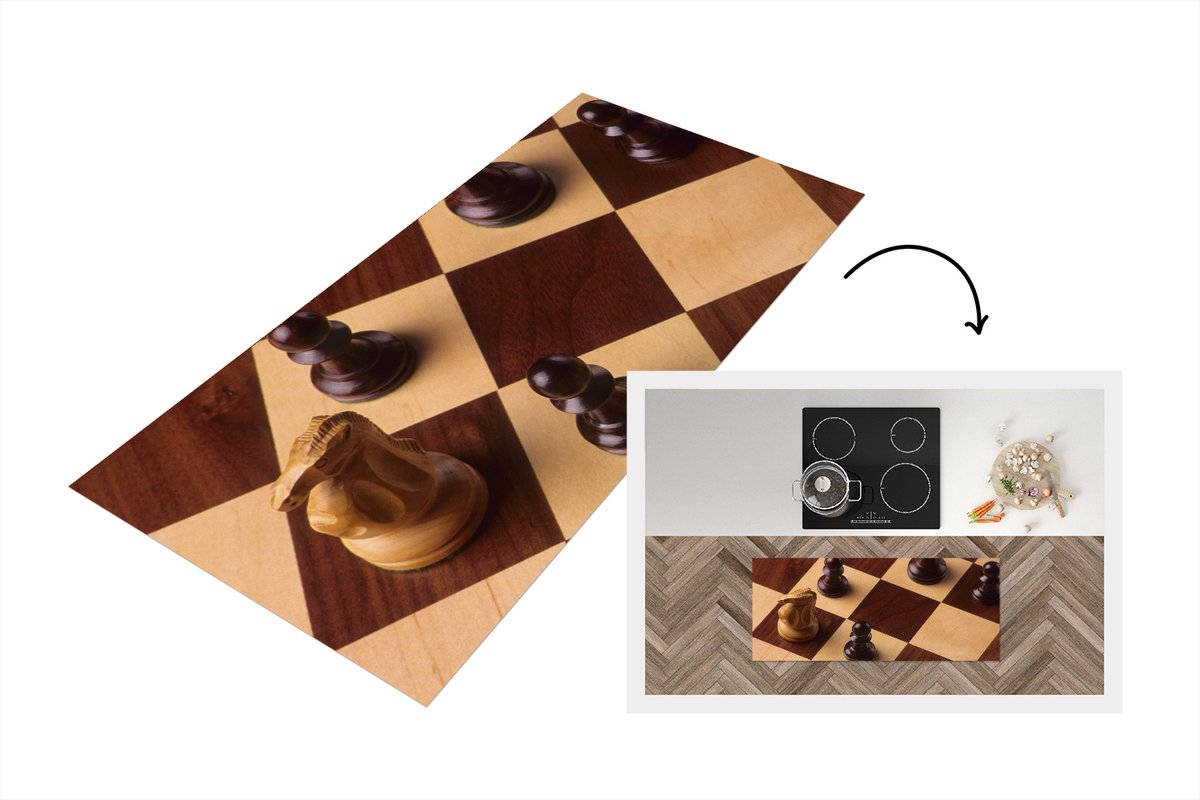 KitchenYeah Keukenloper - Loper keuken - Het schaakbord gedurende een potje schaken - 120x50 cm - Keukenloper vinyl Multicolor