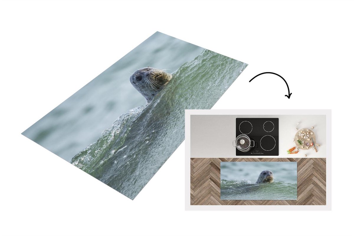 KitchenYeah Keukenloper - Loper keuken - Noordzee - Zeehond - Water - Keukenloper vinyl multicolor, foto 2