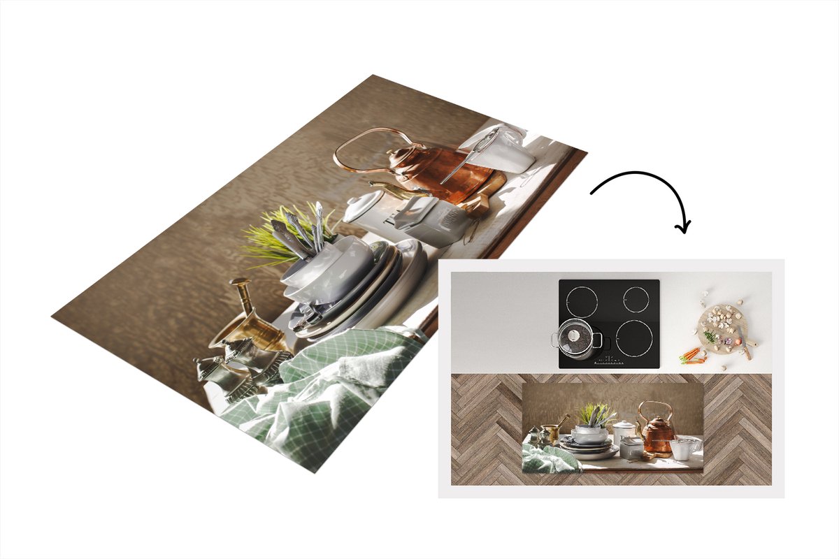 Keukenloper - Loper keuken - Kookgerei - Thee - Keuken - 120x60 cm - Keukenloper vinyl
