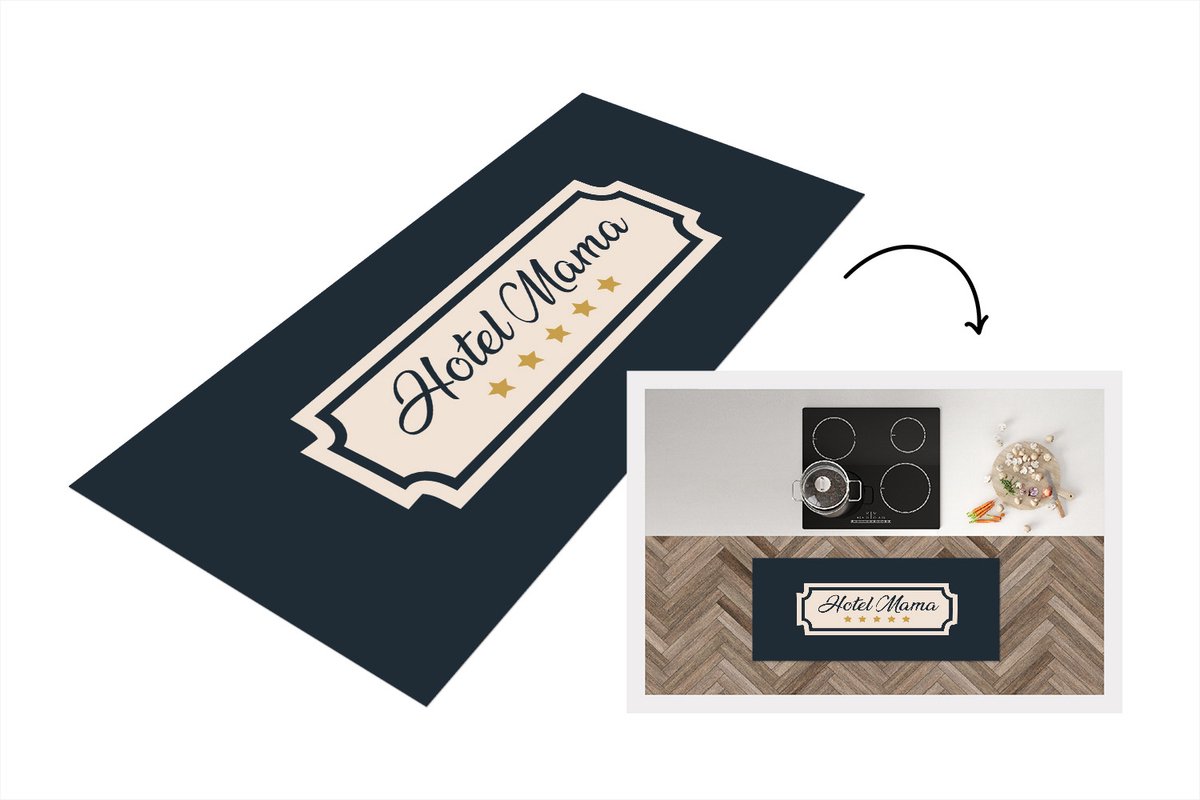 KitchenYeah Keukenloper - Loper keuken - Hotel mama - Mama cadeau - Mama - Moederdag cadeautje - 120x50 cm - Keukenloper vinyl Multicolor