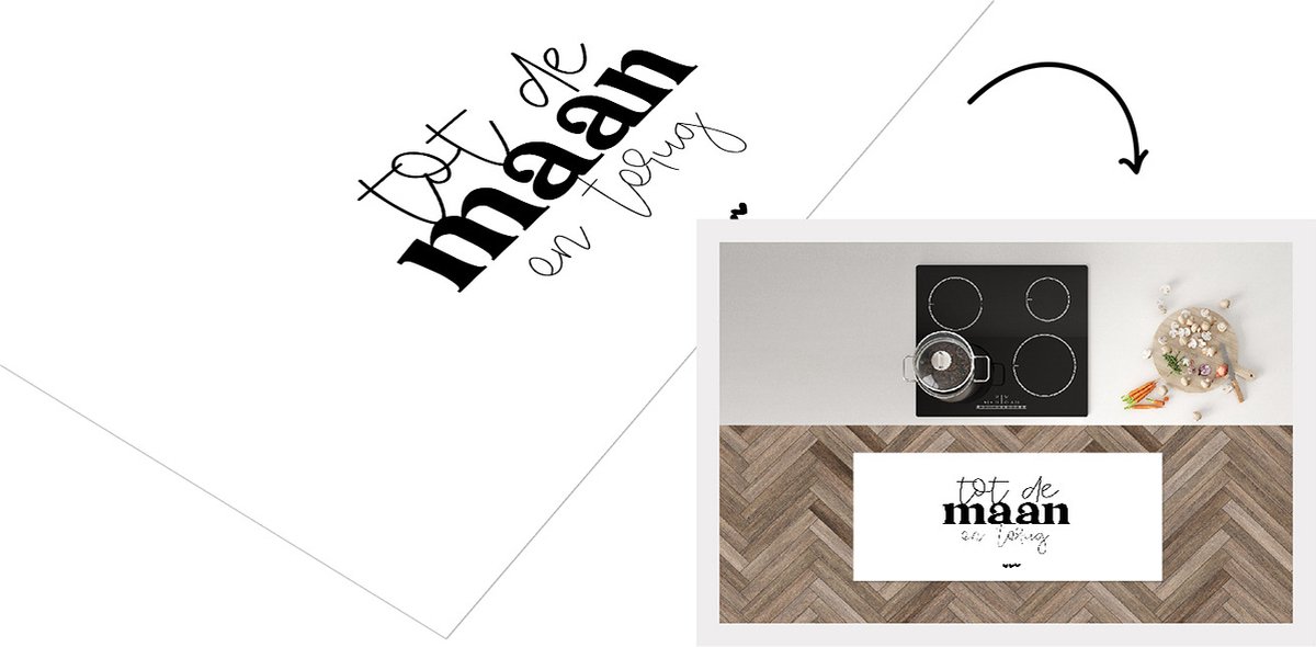 KitchenYeah Keukenloper - Loper keuken - Tot de maan en terug - Quotes - Spreuken - Keukenloper vinyl Multicolor