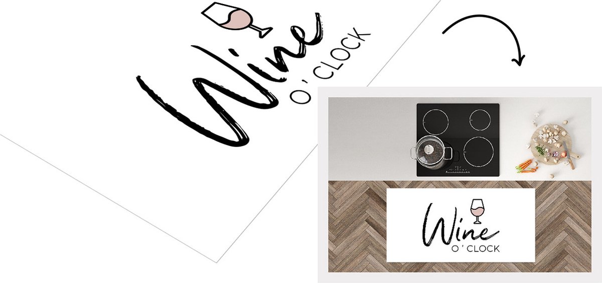 KitchenYeah Keukenloper - Loper keuken - Wijn - Quotes - Spreuken - Wine o'clock - Keukenloper vinyl, foto 2