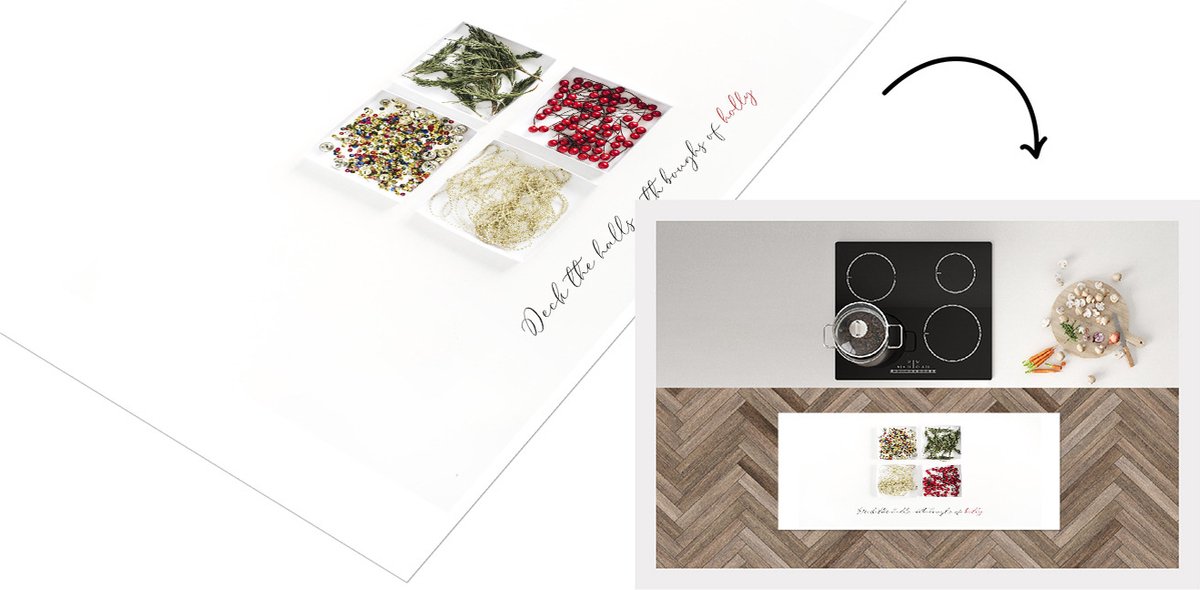 KitchenYeah Keukenloper - Loper keuken - Winter - Schalen - Kerst - Keukenloper vinyl Multicolor