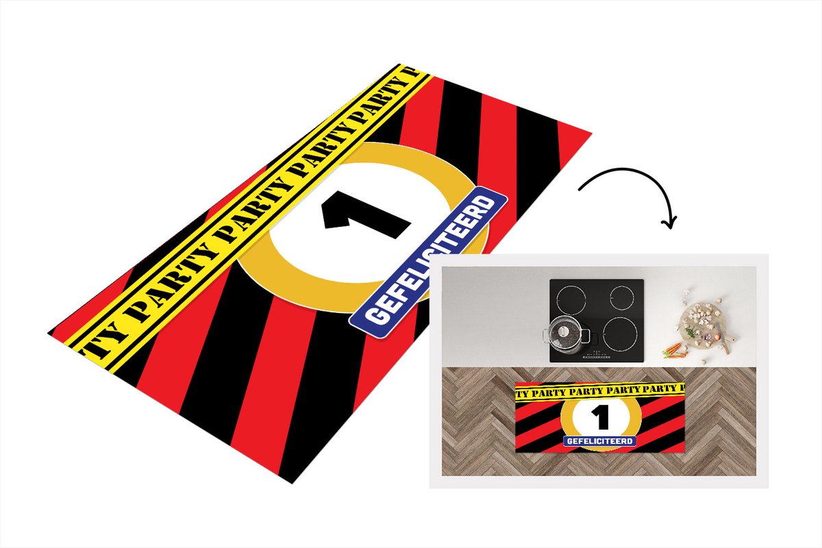 KitchenYeah Keukenloper - Loper keuken - Jubileum - Feest - Bord - 120x50 cm - Keukenloper vinyl Multicolor