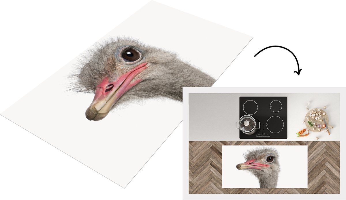 KitchenYeah Keukenloper - Loper keuken - Babykamer - Struisvogel - 120x60 cm - Keukenloper vinyl Multicolor