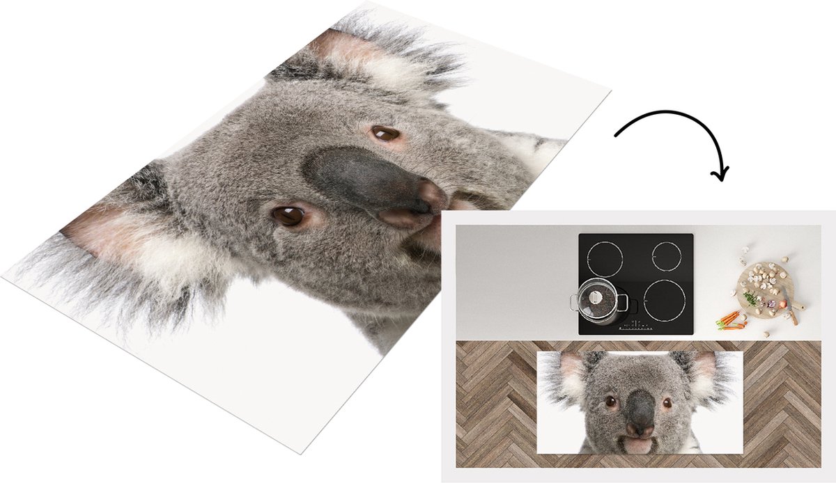 KitchenYeah Keukenloper - Loper keuken - Baby Koala - Koala beer jong - slaapkamer jongetje - meisje - Babykamer - 120x60 cm - Keukenloper vinyl Multicolor