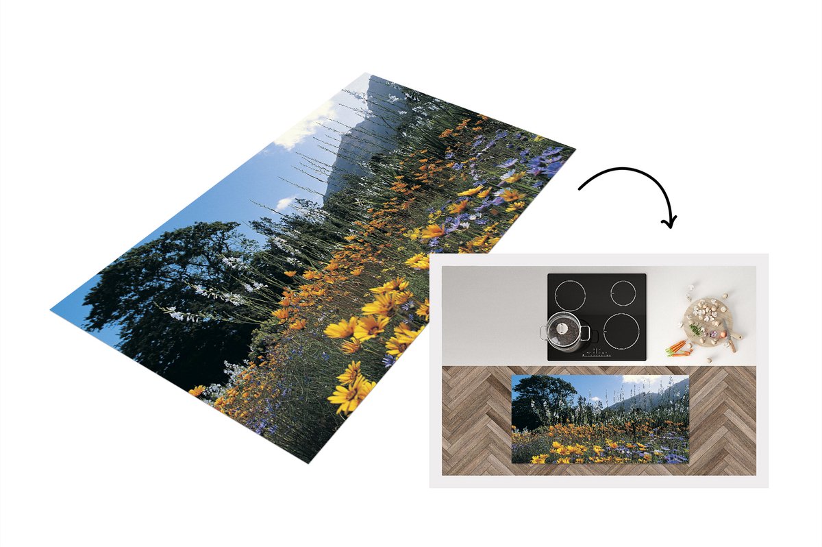 KitchenYeah Keukenloper - Loper keuken - Bloemen - Natuur - Kleur - 120x60 cm - Keukenloper vinyl Multicolor