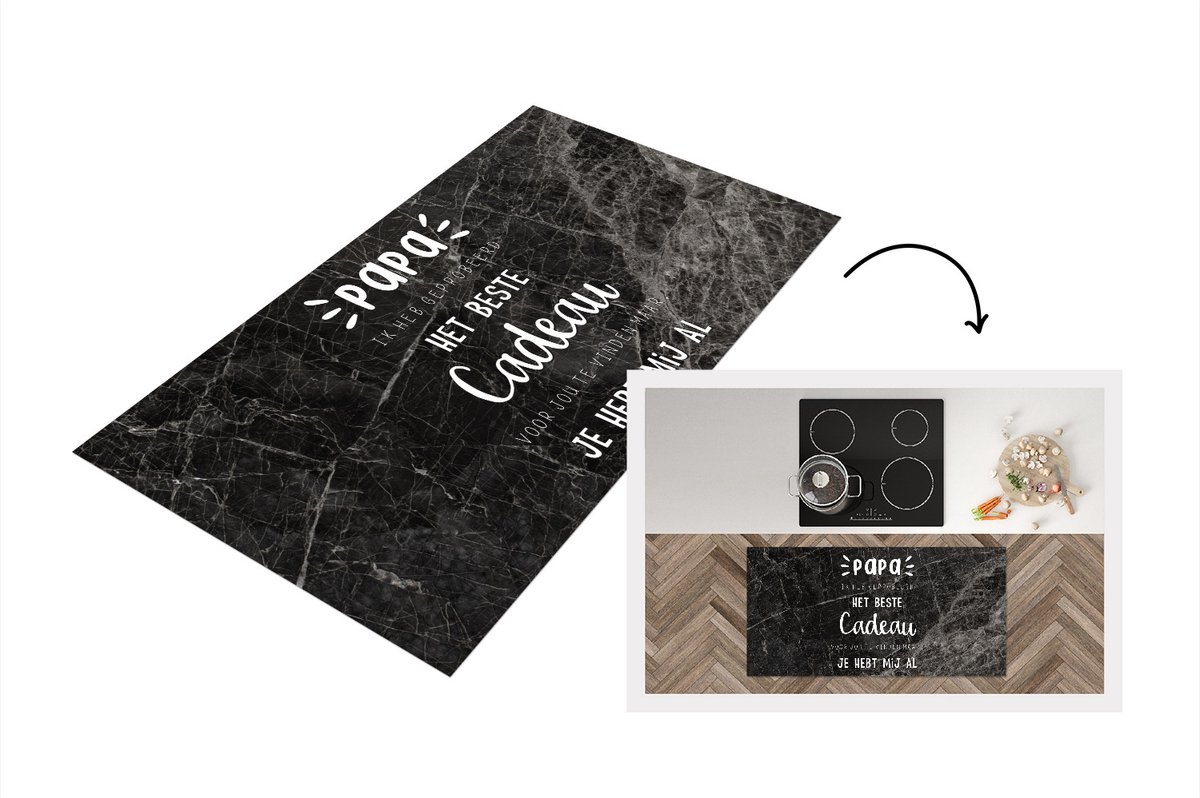 KitchenYeah Keukenloper - Loper keuken - Quote - Cadeau man - Spreuken - Papa - Het beste cadeau - 120x60 cm - Keukenloper vinyl Multicolor