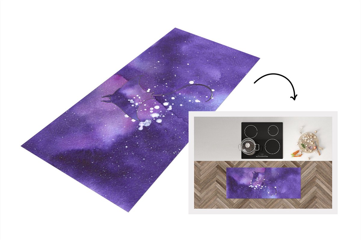 KitchenYeah Keukenloper - Loper keuken - Manta - Ruimte - Kleuren - 120x50 cm - Keukenloper vinyl Multicolor