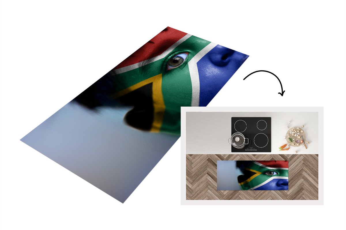 KitchenYeah Keukenloper - Loper keuken - Vlag van Zuid-Afrika - 120x50 cm - Keukenloper vinyl Multicolor