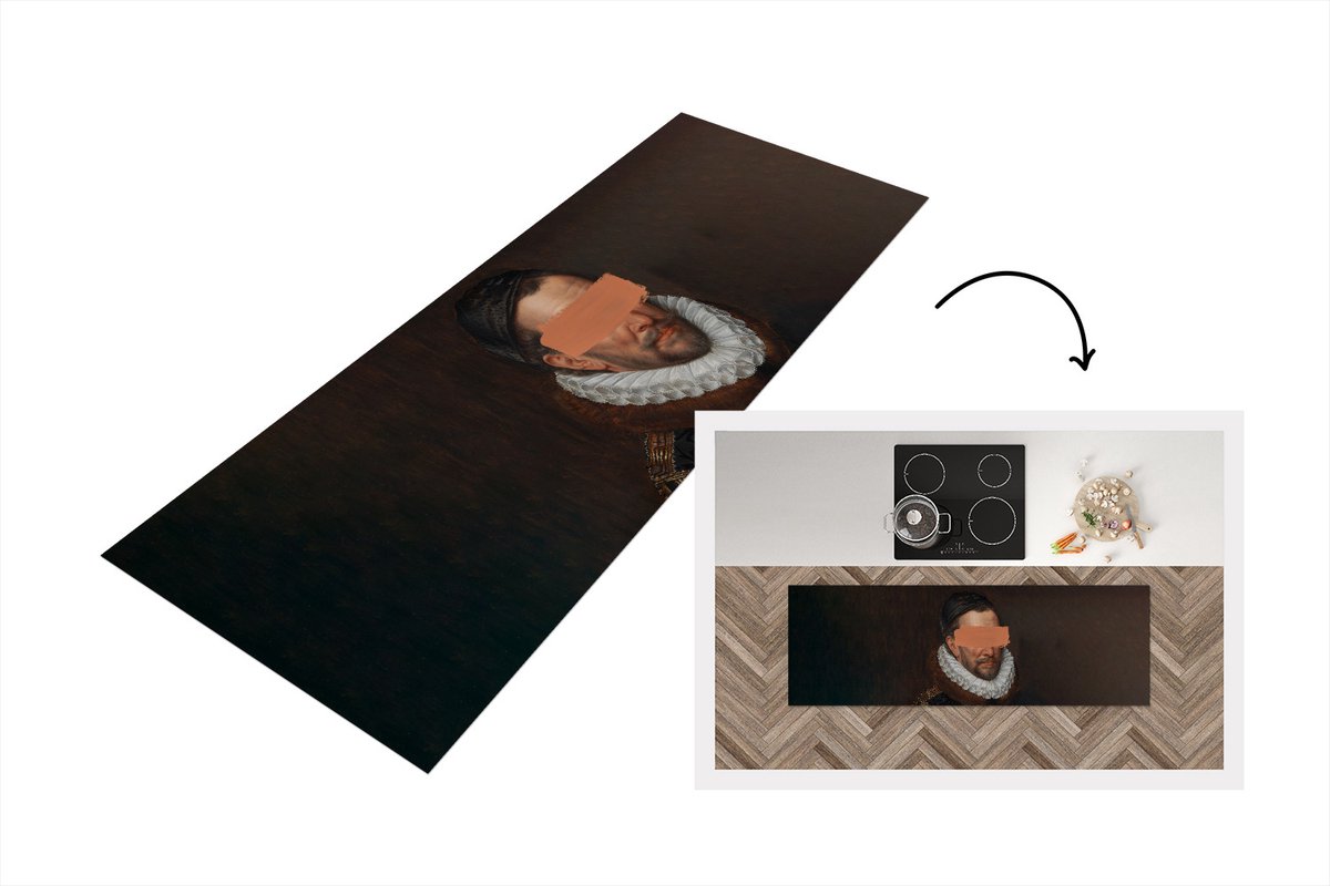 KitchenYeah Keukenloper - Loper keuken - Oude meesters - Willem van Oranje - Verf - 150x50 cm - Keukenloper vinyl Multicolor