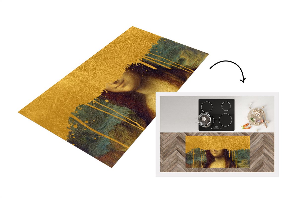 KitchenYeah Keukenloper - Loper keuken - Mona Lisa - Goud - Da Vinci - Keukenloper vinyl, foto 2