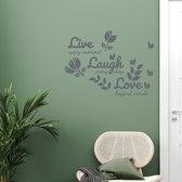 Stickerheld - Muursticker "Live every moment Laugh every day Love beyond word" Quote - Woonkamer - versiering - Engelse Teksten - Mat Donkergrijs - 55x74.2cm