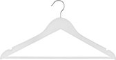 Set van 5x stuks houten kledinghangers wit 44 x 24 cm - Kledingkast hangers/kleerhangers