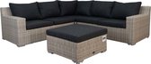 Denza Furniture Nashville luxe hoek wicker loungeset 4delig | wicker | 255x255cm | misty grey (grijs) | 5 personen