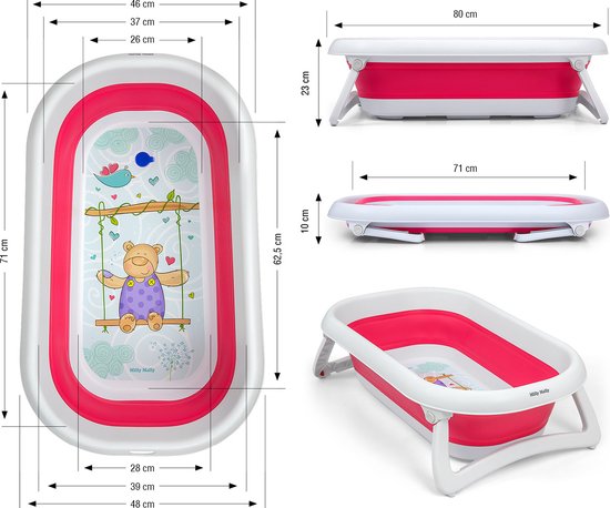 Milly Mally Aqua opvouwbaar babybadje 80x48cm roze - Babybad — afbeelding 3