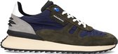 Floris van Bommel Sneakers Heren - Lage sneakers / Herenschoenen - Leer - 16465     -  Blauw combi - Maat 43