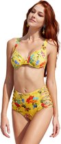 No Gossip Beugel Bikini Set Hoge taille Zonder Borstkussen Geel bloemenpatroon MULTICOLOR 38