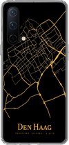 Geschikt voor OnePlus Nord CE 5G hoesje - Den Haag - Stadskaart - Black and gold - Siliconen Telefoonhoesje