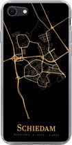 Geschikt voor iPhone 8 hoesje - Schiedam - Stadskaart - Goud - Zwart - Siliconen Telefoonhoesje