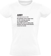 Amy | Dames T-shirt | Wit | Meisjesnaam | Woordenboek | Encyclopedie | Verjaardag | Grappig | Cadeau