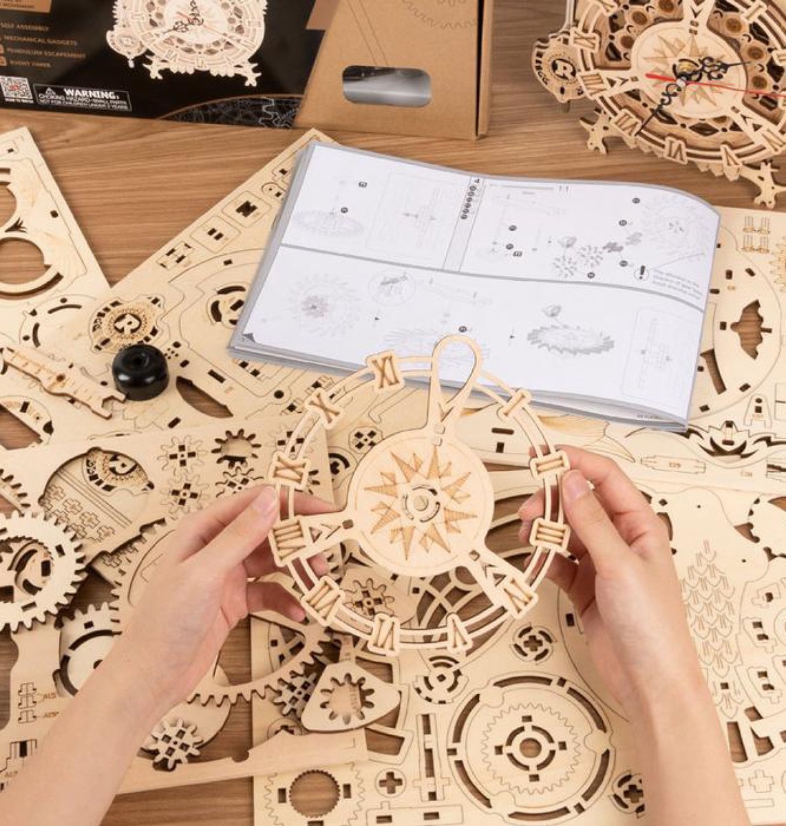 Robotime Mechanische Uilklok - 3d Houten Puzzel – 12.8 x 20.6 x 26.5 cm - Modelbouwpakket voor Volwassenen - Creatieve Bouwset - DIY — afbeelding 11