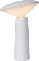 Lucide JIVE - Oplaadbare Tafellamp Binnen/Buiten - Accu/Batterij - Ø 13,7 cm - LED Dimb. - 1x3W 2800K/6500K - IP44 - 3 StepDim - Wit