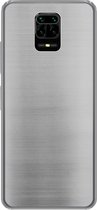Geschikt voor Xiaomi Redmi Note 10 Lite hoesje - Metaal print - Zilver - Lijn - Grijs - Structuur - Siliconen Telefoonhoesje