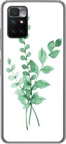 Geschikt voor Xiaomi Redmi 10 hoesje - Waterverf - Bladeren - Planten - Siliconen Telefoonhoesje