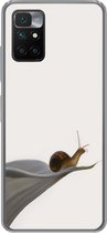 Geschikt voor Xiaomi Redmi 10 hoesje - Slak - Lelie - Grijs - Siliconen Telefoonhoesje