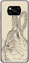 Geschikt voor Xiaomi Poco X3 Pro hoesje - Vintage illustratie van een konijn - Siliconen Telefoonhoesje