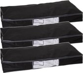 3x Stuks dekbed/kussen opberghoes zwart met vacuumzak 98 x 45 x 15 cm - Dekbedhoes - Beschermhoes