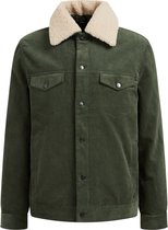 WE Fashion Heren ribcord trucker jacket met sherpakraag