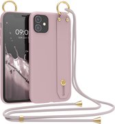 kwmobile hoesje geschikt voor Apple iPhone 11 - Telefoonhoesje met koord en handgreep - Hoes voor smartphone in winter roze