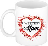 Mug / tasse Sweetest mom blanc avec coeurs - cadeau fête des mères / anniversaire