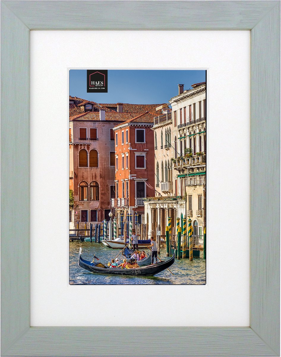 HAES deco Houten Fotolijst met Passe-partout Venezia grijs voor 1 foto formaat 15x20 of 20x30 -SP13130