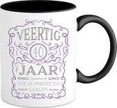 40 Jaar Legendarische Gebrouwen Mok met tekst | Paars - Zilver | Grappig Verjaardag Beker Cadeau | Bedrukte Mokken | Zwart | 330 ML