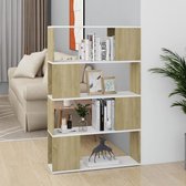 Boekenkast/kamerscherm 80x24x124,5 cm wit sonoma eikenkleurig