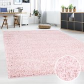 Tapijtenloods Shaggy Hoogpolig Vloerkleed Effen Roze - 80x300 CM -