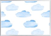 Poster Met Metaal Zilveren Lijst - Getrokken Wolken Poster