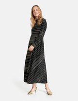 TAIFUN Dames Midi-jurk met borduursel-print Schwarz gemustert-38