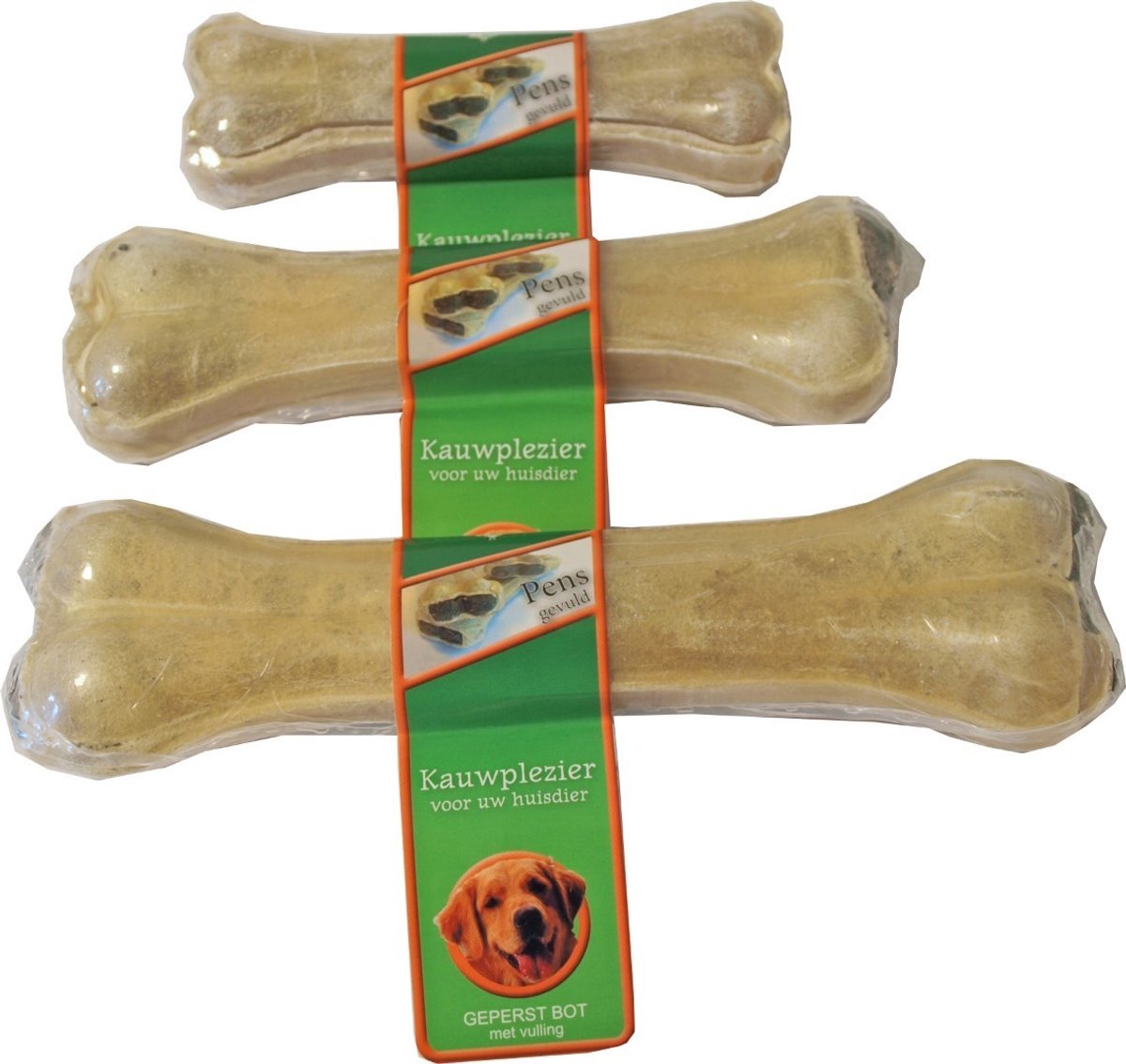 Gebr. de Boon Hondenbot gevuld met pens - Hondenvoer - Hondensnack - Hondensnacks gedroogd - Hondenkluif - 13 cm