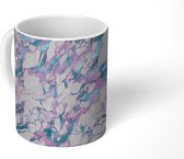Mok - Marmer print - Blauw - Roze - Patroon - Mokken - 350 ML - Beker - Uitdeelcadeautjes