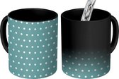 Magische Mok - Foto op Warmte Mokken - Koffiemok - Stippen - Blauw - Patronen - Magic Mok - Beker - 350 ML - Theemok