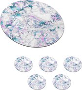 Onderzetters voor glazen - Rond - Regenboog - Marmer - Luxe - Patronen - 10x10 cm - Glasonderzetters - 6 stuks