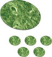Onderzetters voor glazen - Rond - Verf - Marmer - Groen - Design - 10x10 cm - Glasonderzetters - 6 stuks
