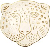 schaaltje Leopard Head 15 cm porselein wit/goud