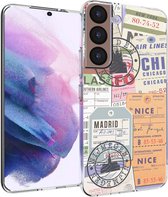 iMoshion Hoesje Geschikt voor Samsung Galaxy S22 Hoesje Siliconen - iMoshion Design hoesje - Meerkleurig / Post Travel