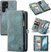 CaseMe - Telefoonhoesje geschikt voor Samsung Galaxy S22 Ultra - 2 in 1 Book Case en Back Cover - Blauw